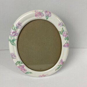 Vintage Ceramic Large Oval Frame 10.5" x  12.5" Floral
